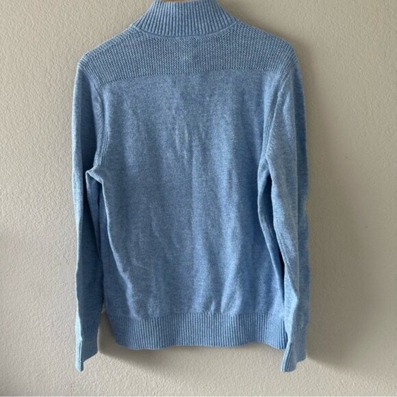 GAP Blue Mock Neck Sweater M Cotton Wool Blend NWT Minimalist Quiet Luxury - Picture 3 of 7